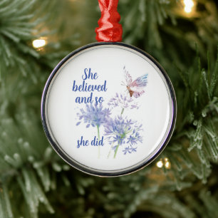 Sie glaubte und so Zitat Schmetterling Ornament Aus Metall