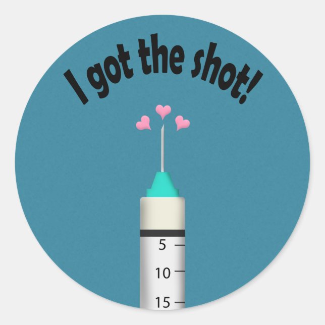 Sie Got die Covid 19 Impfstoff Shot Herzlichen Glü Runder Aufkleber (Vorderseite)