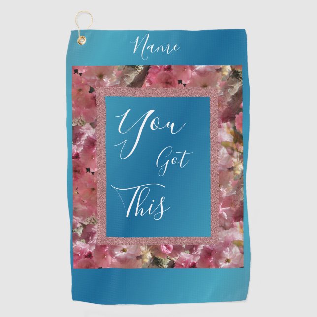 Sie Got diese rosa Frühlingsblüten Inspiration Golfhandtuch (Vorderseite)