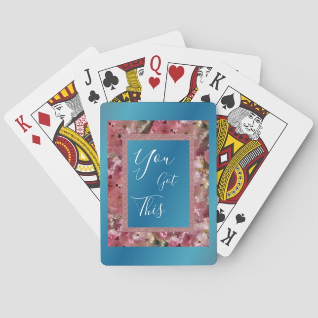 Sie Got diese rosa Frühlingsblüten Inspiration Spielkarten (Rückseite)