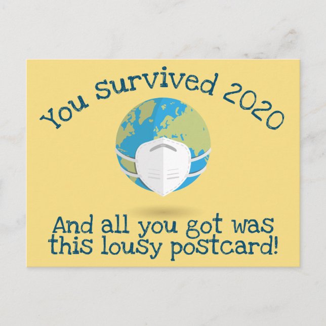 Sie haben 2020 ein sonniges neues Jahr überlebt Postkarte (Vorderseite)