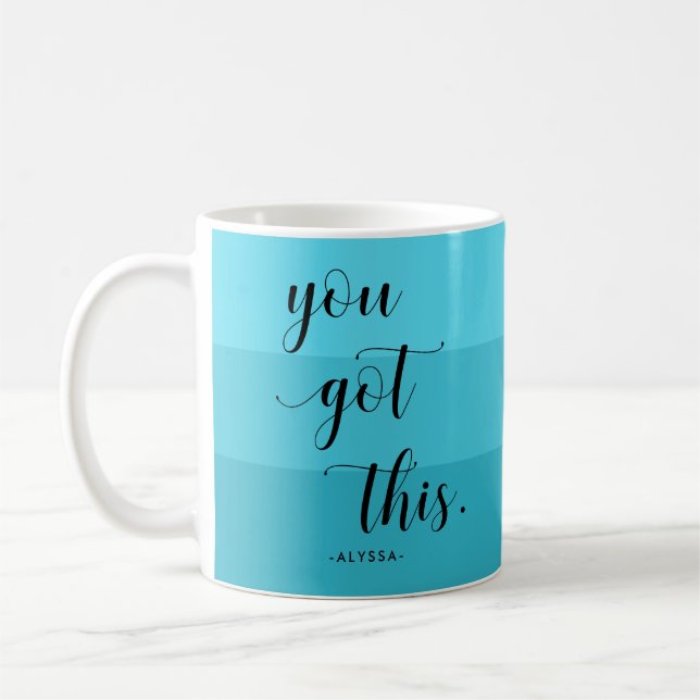 Sie haben das Got | Moderne türkisfarbene Streifen Kaffeetasse (Links)
