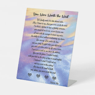Sie haben das Schild/Liebe/Geschenk Pe warten wert Sockelschild