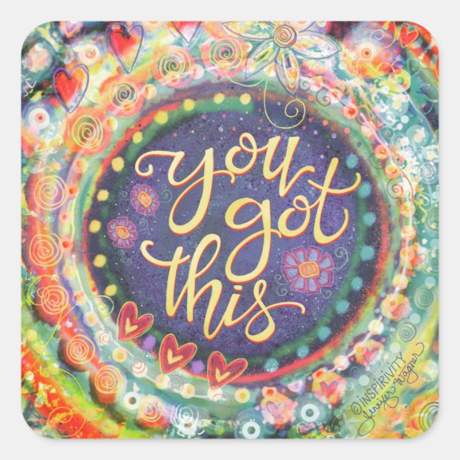 Sie haben diese Boho Pastel Hübsche Inspiritivität Quadratischer Aufkleber (Vorderseite)