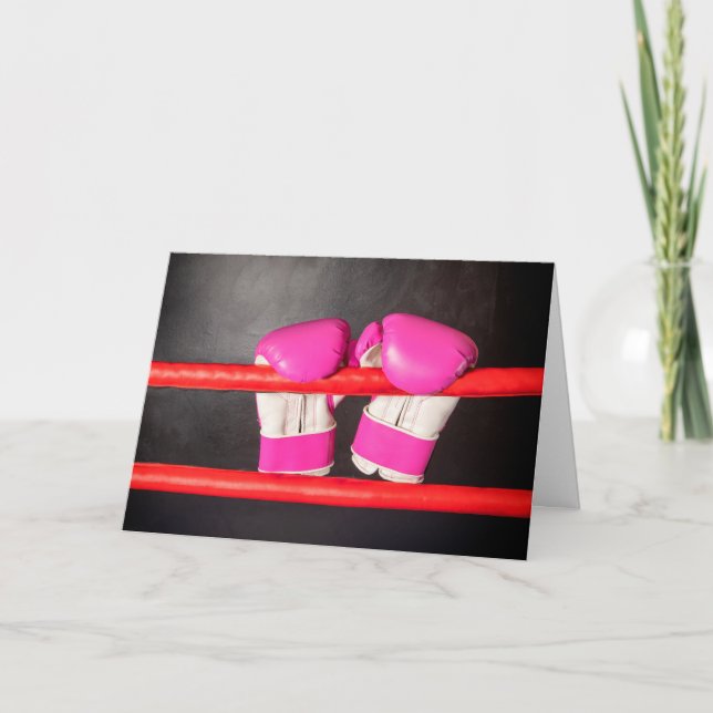 Sie haben diese ermutigenden rosa Boxhandschuhe Go Karte (Vorderseite)