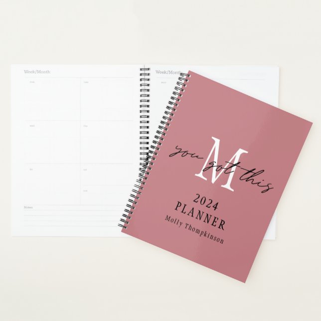 Sie haben diesen 2024 Monogramm-Anfangsnamen Pink  Planer (Anzeige)