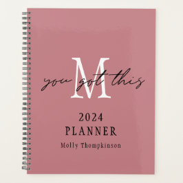 Sie haben diesen 2024 Monogramm-Anfangsnamen Pink  Planer