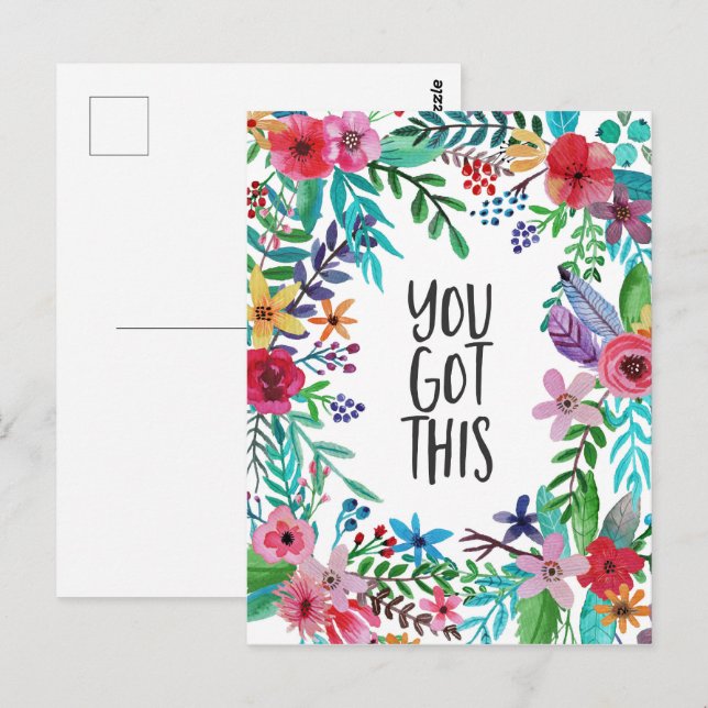 Sie haben dieses Zitat Niedlich Boho Floral Got Postkarte (Vorne/Hinten)
