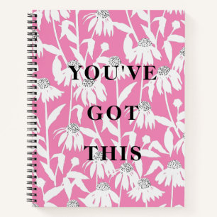 Sie haben dieses Zitat rosa Cosmos BlumenNotebook  Notizbuch