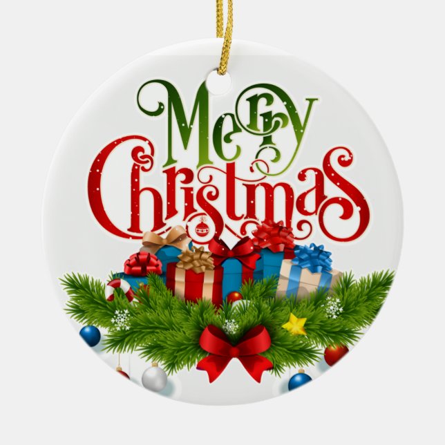 Sie haben ein "MERRY CHRISTMAS"-Ornament Keramik Ornament (Vorne)