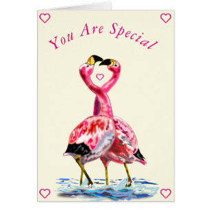 Sie haben eine besondere Karte mit rosa Flamingos