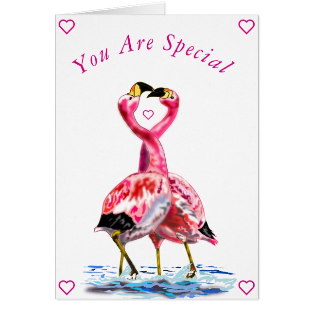 Sie haben eine besondere Karte mit rosa Flamingos (Vorne)