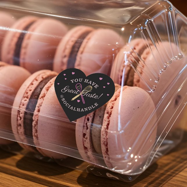Sie haben große Geschmacksbäckerei Whisky & Spoon  Herz-Aufkleber (You Have Great Taste Bakery Whisk & Spoon Black Heart Sticker)