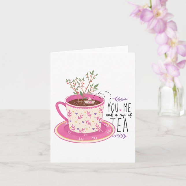 Sie haben mich und eine Tasse Teekonzept Karte (Orchidee)
