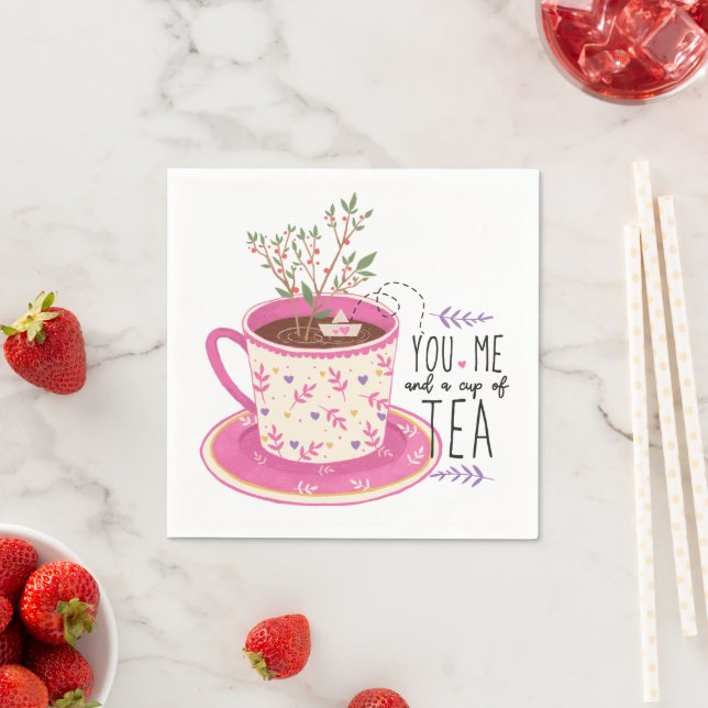 Sie haben mich und eine Tasse Teekonzept Serviette (Beispiel)