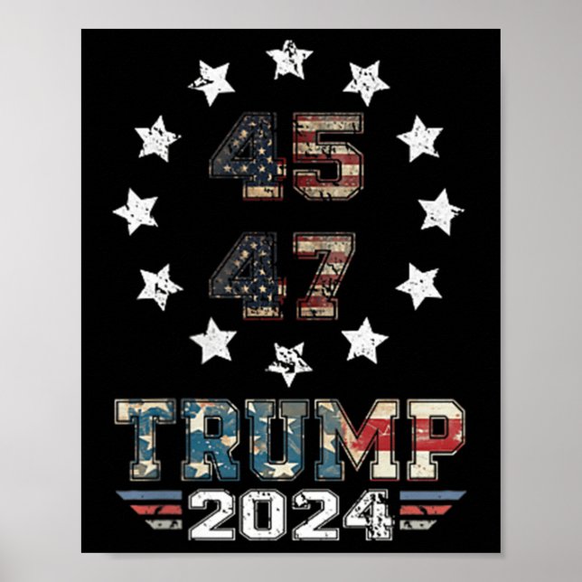 Sie haben Trump 2024 US-amerikanische Flagge 2 Sei Poster (Vorne)