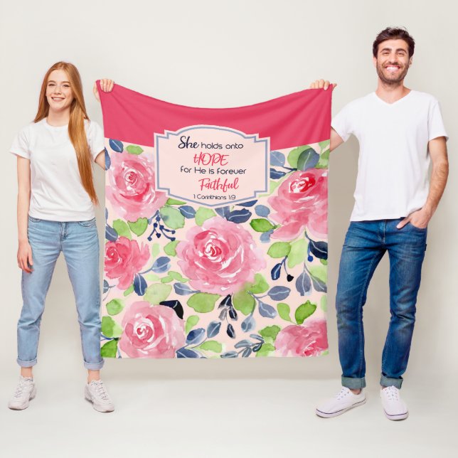 Sie hält auf Korinther-1:9 Bibel-Vers der Fleecedecke (Beispiel)