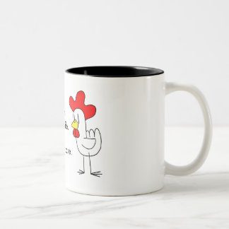 Sie hat ein Huhn, zum zu reiten Zweifarbige Tasse