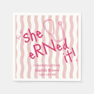 Sie hat es sich verdient Pinke wellige Streifen Kr Serviette