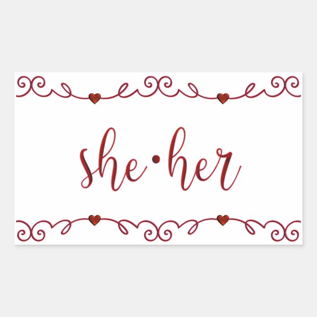 Sie hat Extravagante rote Doodles Rechteckiger Aufkleber (Vorderseite)