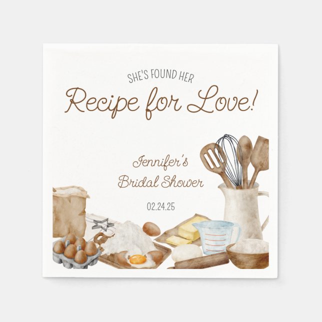 Sie hat ihr Rezept für Liebe gefunden! Brautparty Serviette (Vorderseite)