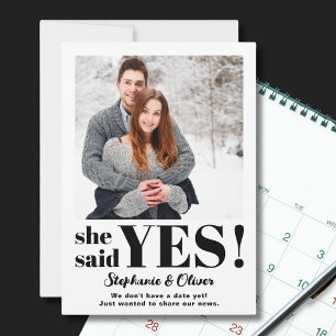 Sie hat Ja gesagt Foto-Verlobungsanzeige Save The Date