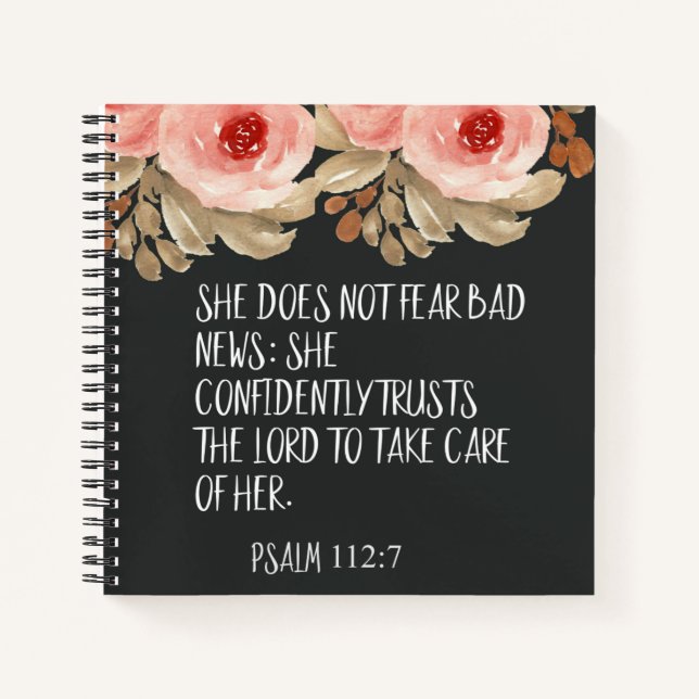 Sie hat keine Angst schlechte Nachrichten Psalm 11 Notizbuch (Vorderseite)