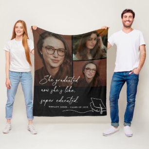 Sie hat Super Educated Foto Abschluss Fleecedecke