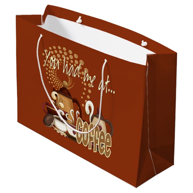 Sie hatten mich am Kaffee Große Geschenktüte (Rückseite Schrägansicht)