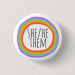 SIE/HE/SIE Pronouns farbenfroher Regenbogenkreis  Button
