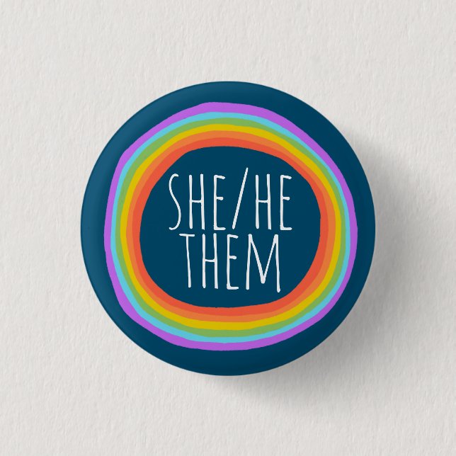 SIE/HE/SIE Pronouns farbenfroher Regenbogenkreis Button (Vorderseite)