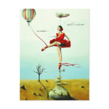 Sie heben mich auf inspirierende Ballerina-Postkar