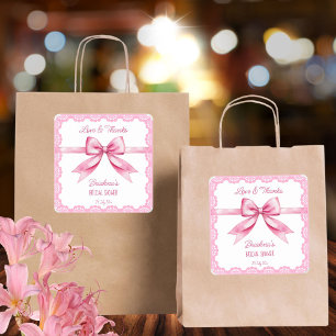 Sie heiratet Bogen Brautparty Geschenk Quadratischer Aufkleber