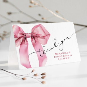 Sie heiratet Pink Bow Brautmode Dankeskarte