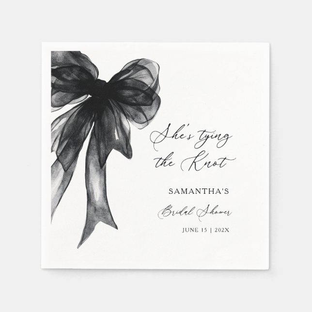 Sie heiratet Schwarzer Bogen-Junggesellinnenabschi Serviette (Vorderseite)