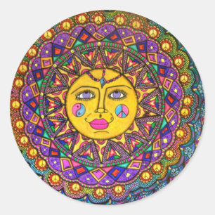Sie heißt Sunshine, Sticker, Hippie Art Runder Aufkleber