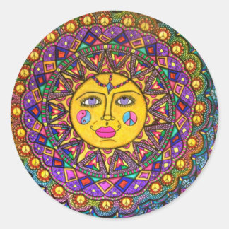 Sie heißt Sunshine, Sticker, Hippie Art Runder Aufkleber