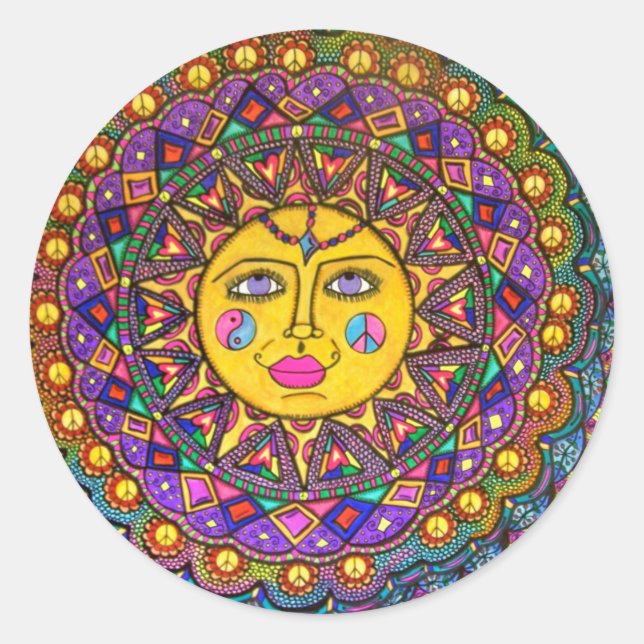 Sie heißt Sunshine, Sticker, Hippie Art Runder Aufkleber (Vorderseite)
