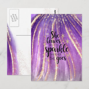 Sie hinterlässt einen kleinen Glanz Luxus Glitter Postkarte