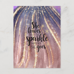 Sie hinterlässt einen kleinen Glanz Luxus Glitter Postkarte