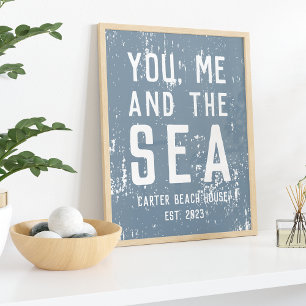 Sie, ich und das Personalisierte Strandhaus am Mee Poster