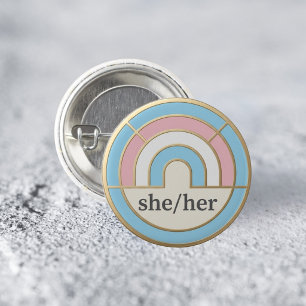 Sie/Ihr minimalistischer Pronomen LGBTQ Stolz-Anst Button