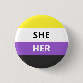 Sie/ihr Pronomen-Nicht-Binäres Flaggen-Abzeichen Button