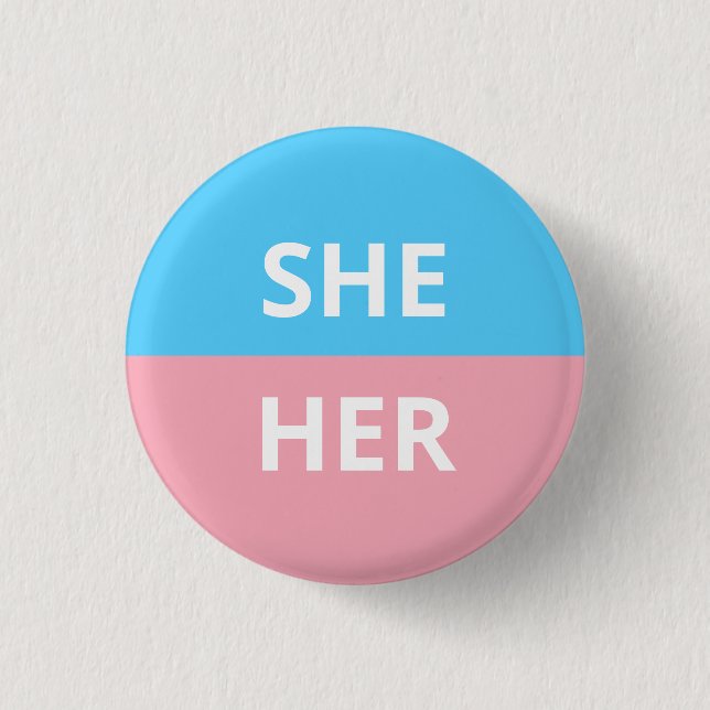 Sie/ihr Pronominatransgender-Abzeichen Button (Vorderseite)