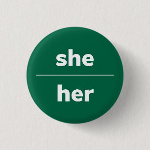 Sie/ihr Pronoun-Button, 1¼ Zoll-Taste Button