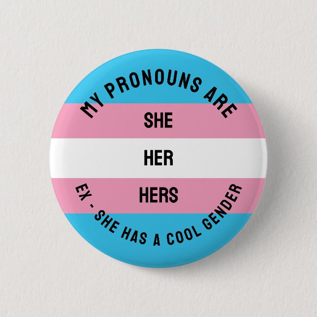 Sie/ihre Pronomen - Transgender-Flagge Button (Vorderseite)