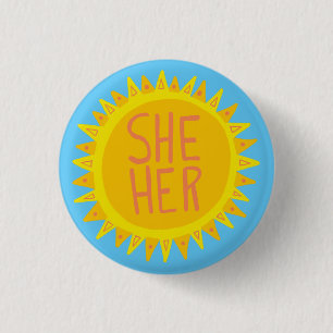 SIE / IHRE Pronouns Sonnenschein Pride Handschrift Button