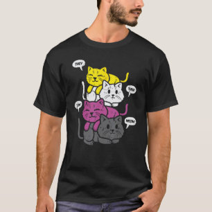 Sie Ihre Sie Miauz Katzen Pronomen LGBTQ Nicht-Bin T-Shirt
