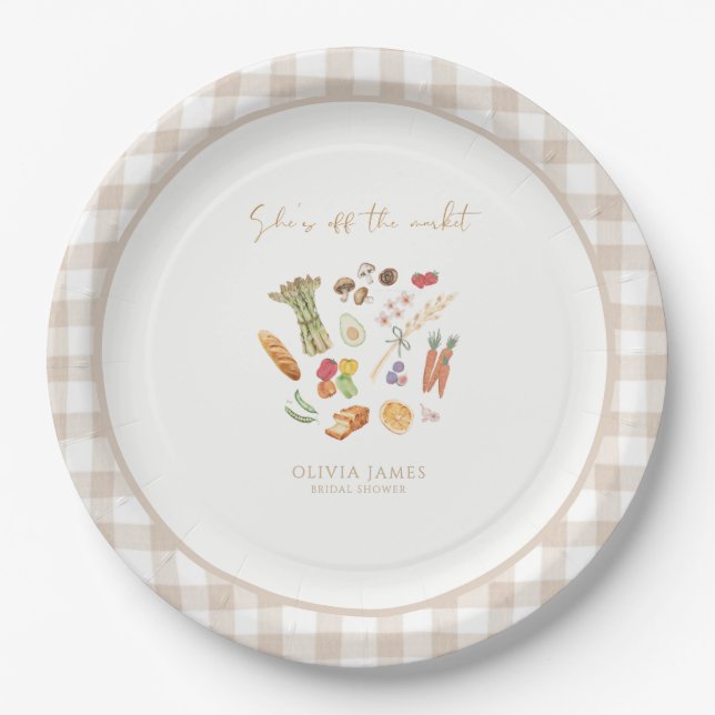 Sie ist abgemeldet Floral-Bridal-Shower Pappteller (Vorderseite)