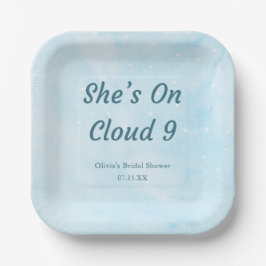 Sie ist auf Cloud 9 Dreamy Sky Blue Brautparty Pappteller